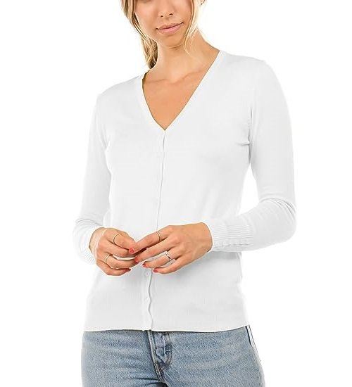 Women's Regular Solid Long Sleeve Cardigan with Decorative Buttons