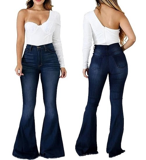 Women's Ripped High Waist Flare Classic Flare Jeans