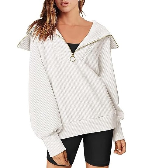 Women's Oversized Quarter Zip Pullover Sweatshirt Hoodie