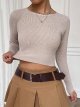 Women's Fitted Ribbed Crewneck Long Sleeve Crop Tops
